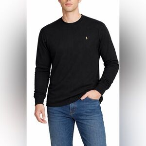 Men's Polo Ralph Lauren Long Sleeve Tshirt Black w Gray Pony Size Large